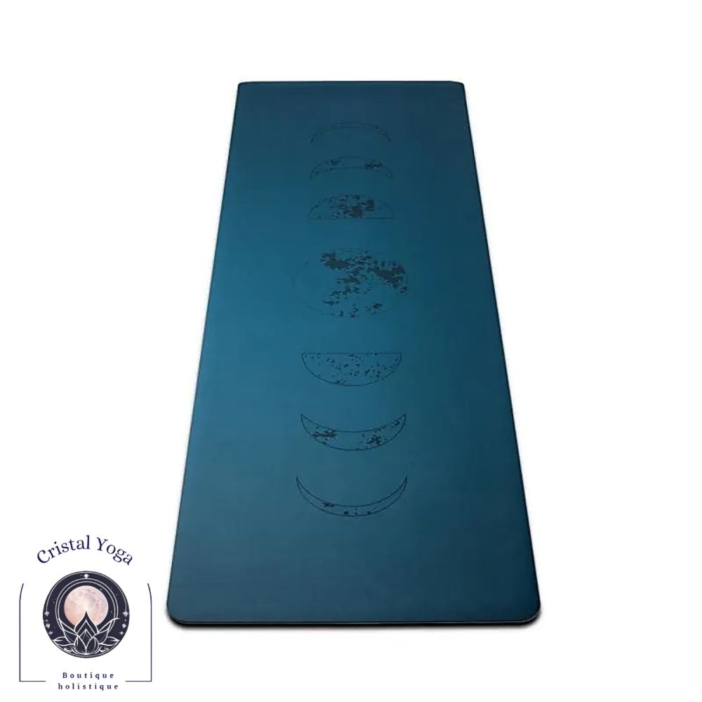 Tapis de yoga avec lune bleu pétrole