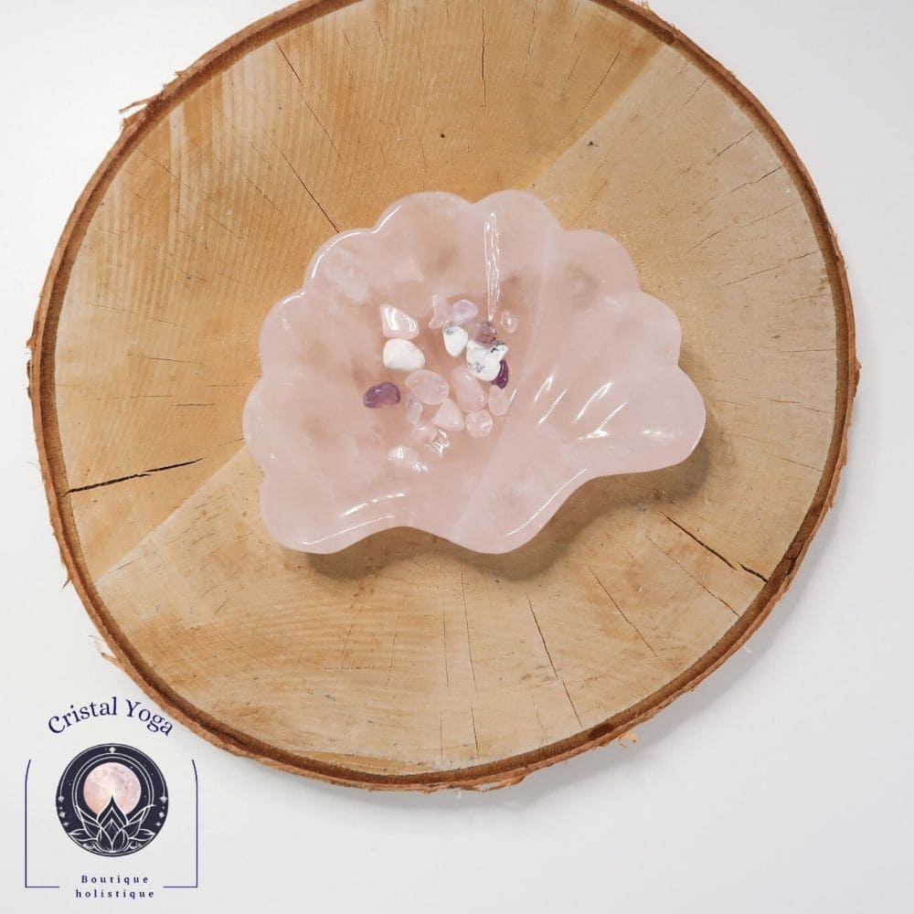 Coupelle coquillage en quartz rose