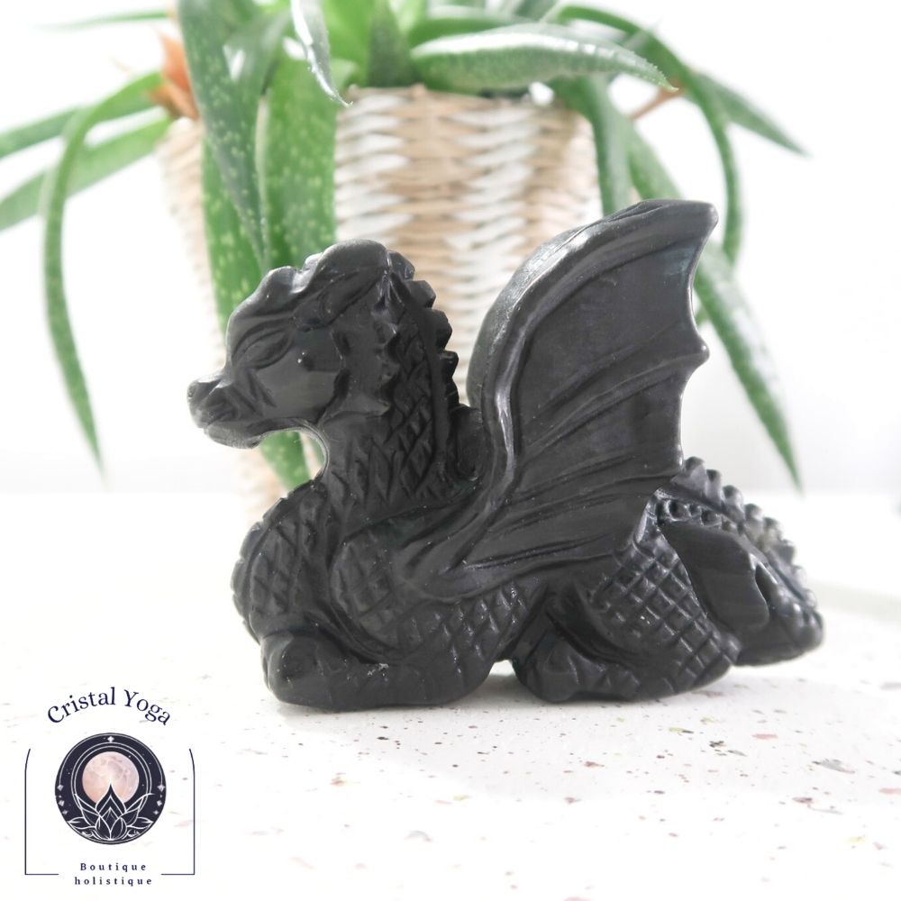 Dragon en obsidienne noire