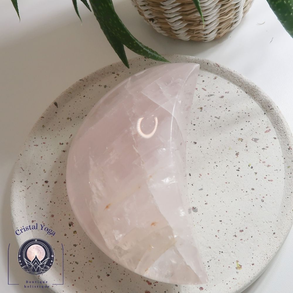 Grande lune en quartz rose