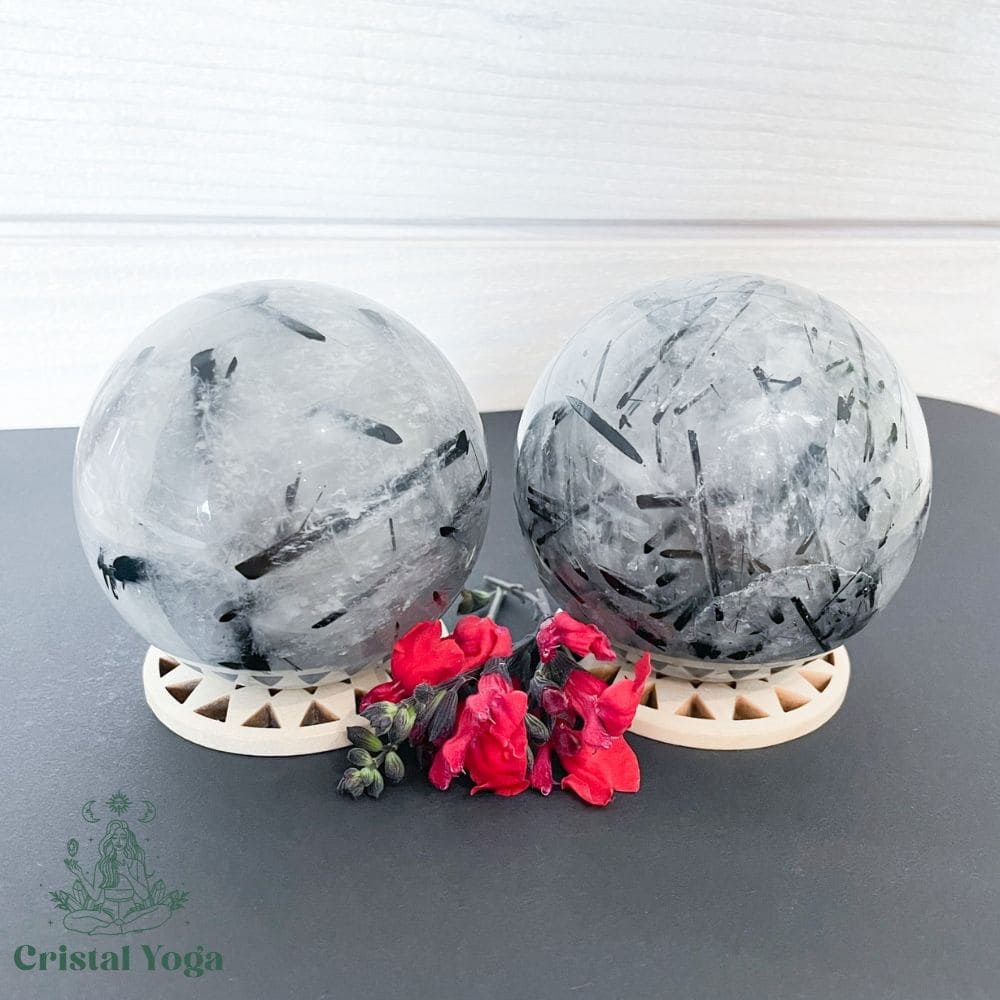 Sphère quartz tourmaline