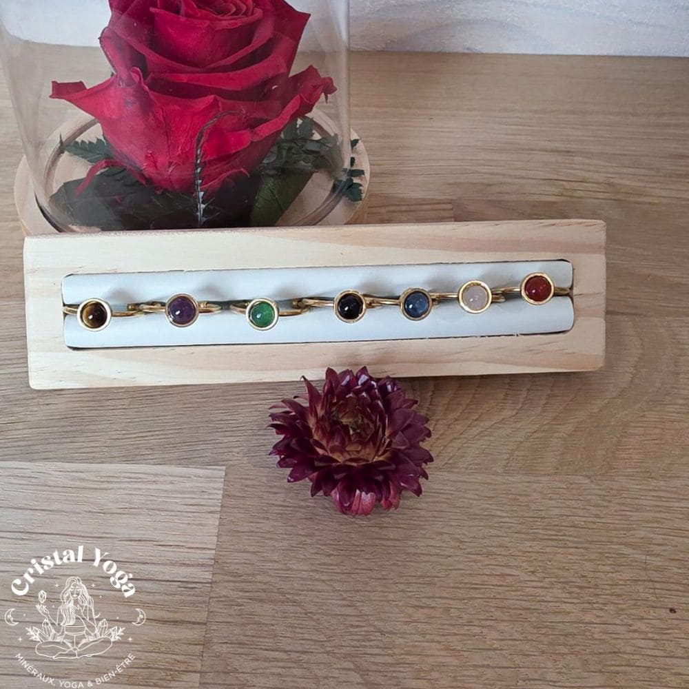 Bague dorée avec pierre 6mm inox