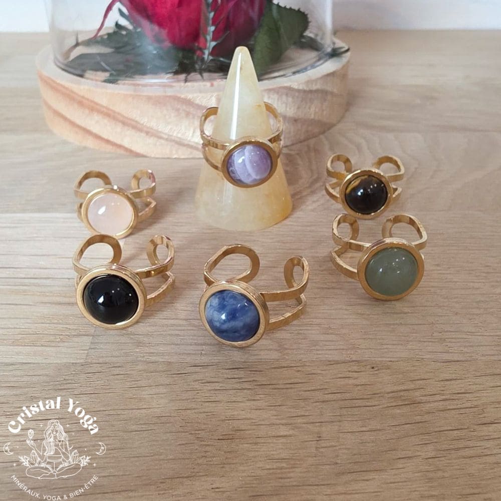 Bague dorée inox avec pierre 10mm