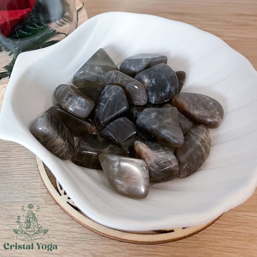 Pierre roulée en pierre de lune noire