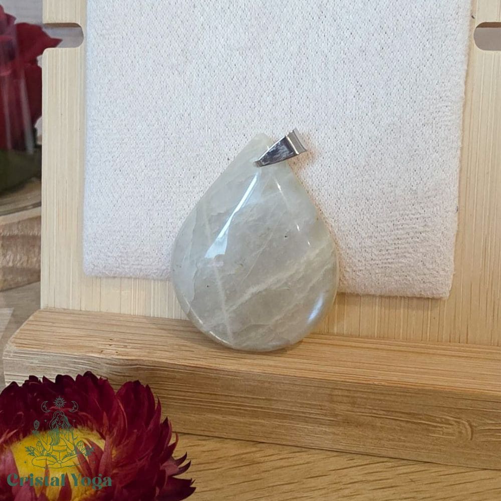 Pendentif goutte en pierre de lune beige