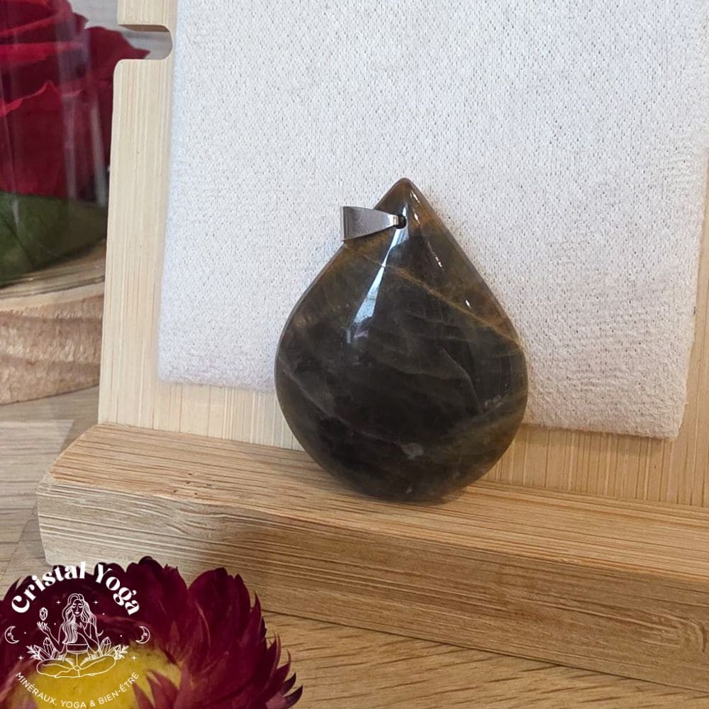 Pendentif goutte en pierre de lune noire