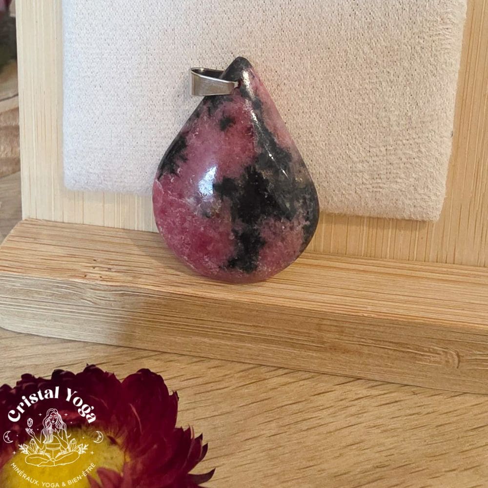 Pendentif goutte en rhodonite