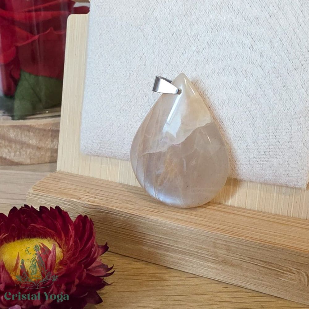 Pendentif goutte pierre de lune beige orangée