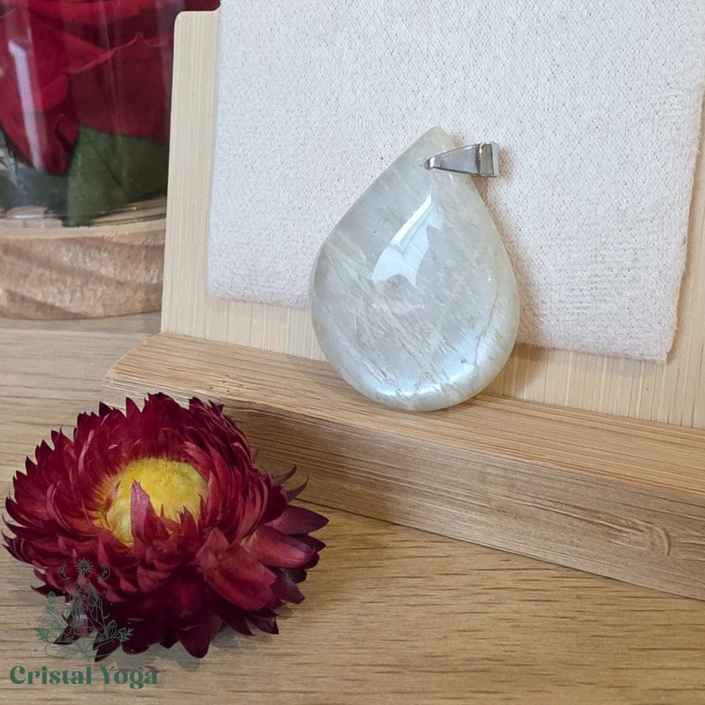 Pendentif goutte pierre de lune beige