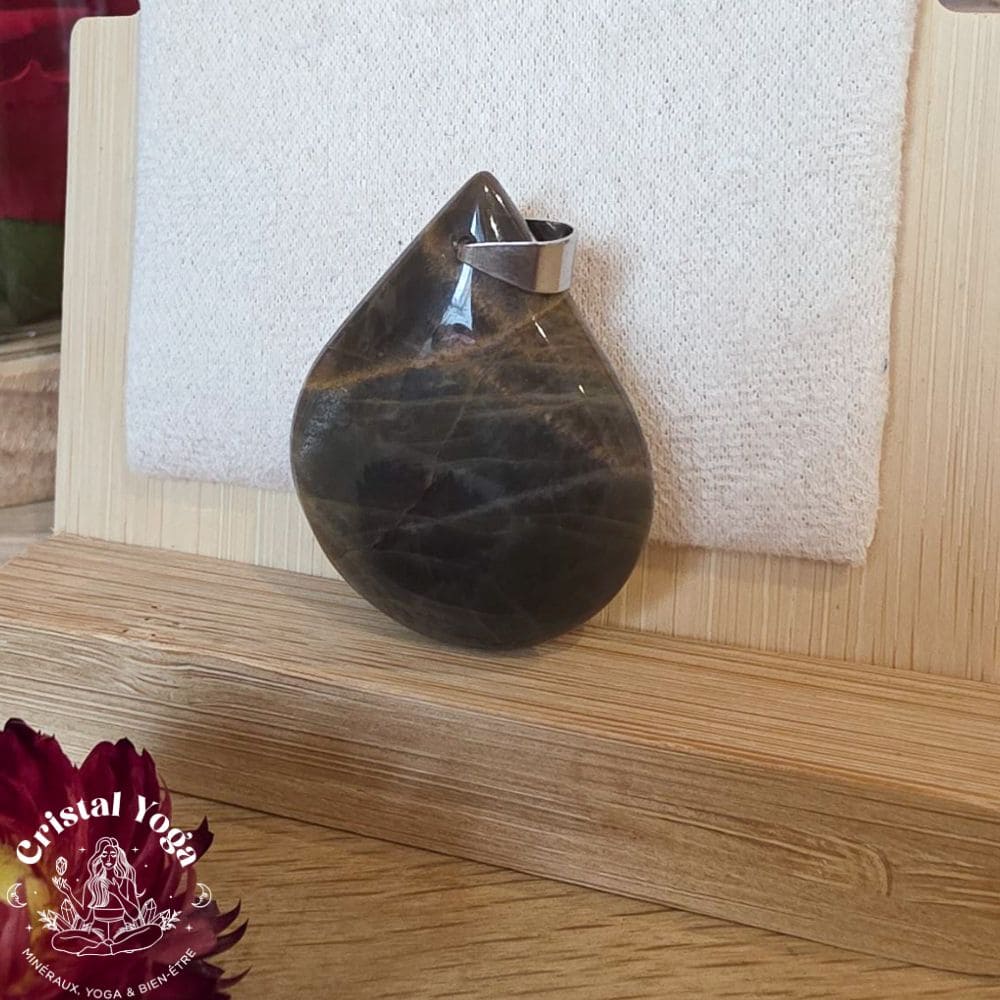 Pendentif goutte pierre de lune noire
