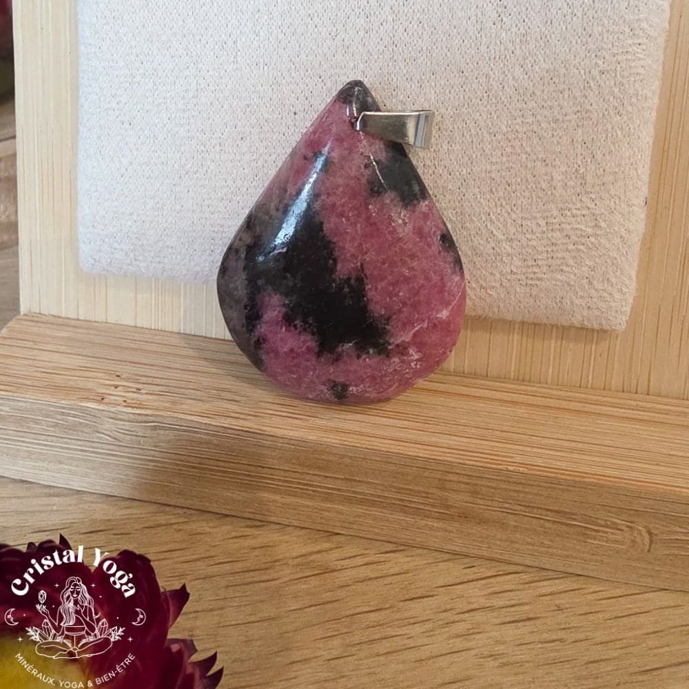 Pendentif goutte rhodonite